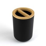 Set Elegant pentru baie format din 6 piese, ABS + lemn, culoare negru/maro - imagine 6