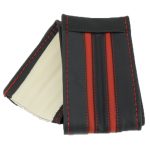 Husa volan din PIELE NATURALA CU DOUA DUNGI ROSII, pentru autoturisme, diametru 37 - 39 cm, cu ac si ata (se coase, aspect ORIGINAL) - imagine 4