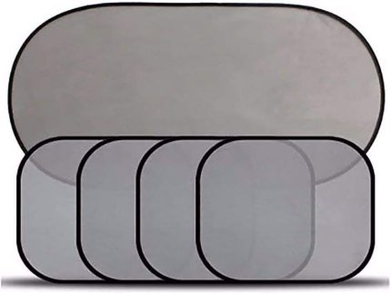 Set 5 perdele auto pentru protectie solara, universale, culoare Neagra