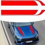Set 2 stickere autoadezive Tuning, model "Hood Stripes V1", dimensiune 85 x 12 cm, culoare Rosie