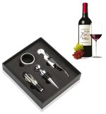 Set Cadou "Accesorii Vin, 4 piese" in cutie estetica, culoare Neagra