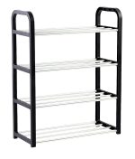 Raft Elegant pentru depozitare Pantofi sau Pantaloni, cu traverse metalice, 4 nivele, dimensiuni 58 x 42 x 18 cm - imagine 2