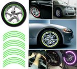 Set 16 ornamente Reflectorizante pentru jante auto, moto, culoare Verde - imagine 4