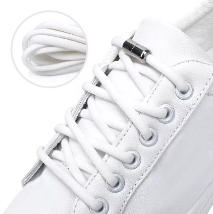 Sireturi elastice SMART pentru incaltaminte cu clema metalica, culoare alba