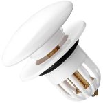 Dop scurgere chiuveta, universal, deschidere cu click, material oțel, diametru exterior 66 mm, culoare Alba