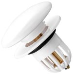 Dop scurgere chiuveta, universal, deschidere cu click, material oțel, diametru exterior 66 mm, culoare Alba