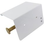 Suport pentru hartie igienica cu raft suplimentar, din otel, culoare alba cu brat auriu - imagine 4