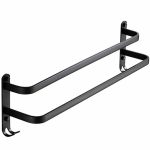 Suport de prosoape pentru baie tip "Mansarda" din aluminiu, lungime 60 cm, culoare Negru Mat - imagine 2