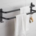 Suport de prosoape pentru baie tip "Mansarda" din aluminiu, lungime 60 cm, culoare Negru Mat