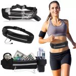 Centura de alergare reflectorizanta de tip "borseta" pentru o sticla de apa si un telefon