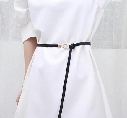 Curea rochie neagra, subtire cu catarama, lungime 110cm