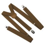 Bretele elegante pentru pantaloni, inguste, tip Y cu 3 catarame, culoare Maro - imagine 2