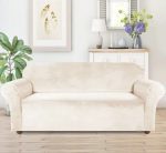 Husa universala pentru canapea standard cu 3 locuri, imitatie catifea, culoare BEJ