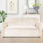 Husa universala pentru canapea standard cu 3 locuri, imitatie catifea, culoare BEJ