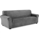 Husa universala pentru canapea standard cu 3 locuri, imitatie catifea, culoare GRI - imagine 3