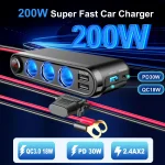 Dispozitiv Auto Premium 3in1, Splitter Bricheta, Incarcator USB/USB-C, Voltmetru Digital, alimentare 12V-24V - imagine 2