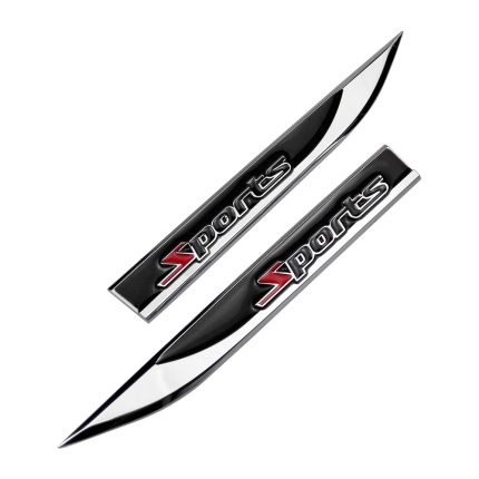 Set 2 embleme auto metalice SPORTS, reliefate 3D, dimensiune 14.6 x 1,8 cm