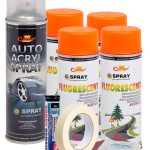 Kit complet reparatie si vopsire jante culoare Orange Fluorescent, V4