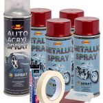 Kit complet reparatie si vopsire jante culoare Rosu Burgundy Metalizat, V4