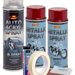 Kit complet reparatie si vopsire jante culoare Rosu Burgundy Metalizat, V2