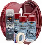 Kit complet reparatie si vopsire jante culoare Rosu Burgundy Metalizat, V4 - imagine 2