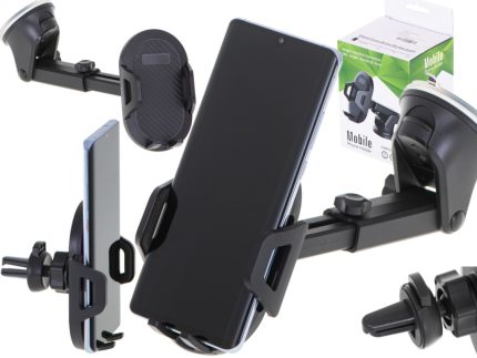 Suport de telefon 2in1 cu prindere in parbriz sau grila de ventilatie