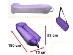 Saltea Autogonflabila "Lazy Bag" tip sezlong, 185 x 70cm, culoare Negru-Violet, pentru camping, plaja sau piscina - imagine 3