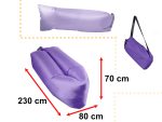 Saltea Autogonflabila "Lazy Bag" tip sezlong, 230 x 70cm, culoare Violet, pentru camping, plaja sau piscina - imagine 3