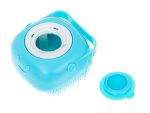 Perie din silicon cu dozator de sampon pentru spalare caini sau pisici, 7,5 x 7,5 cm, culoare albastra - imagine 3