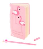 Set Cadou pentru Copii, Caiet cu Flamingo finisat cu piele ecologica + Pix cu Flamingo - imagine 5