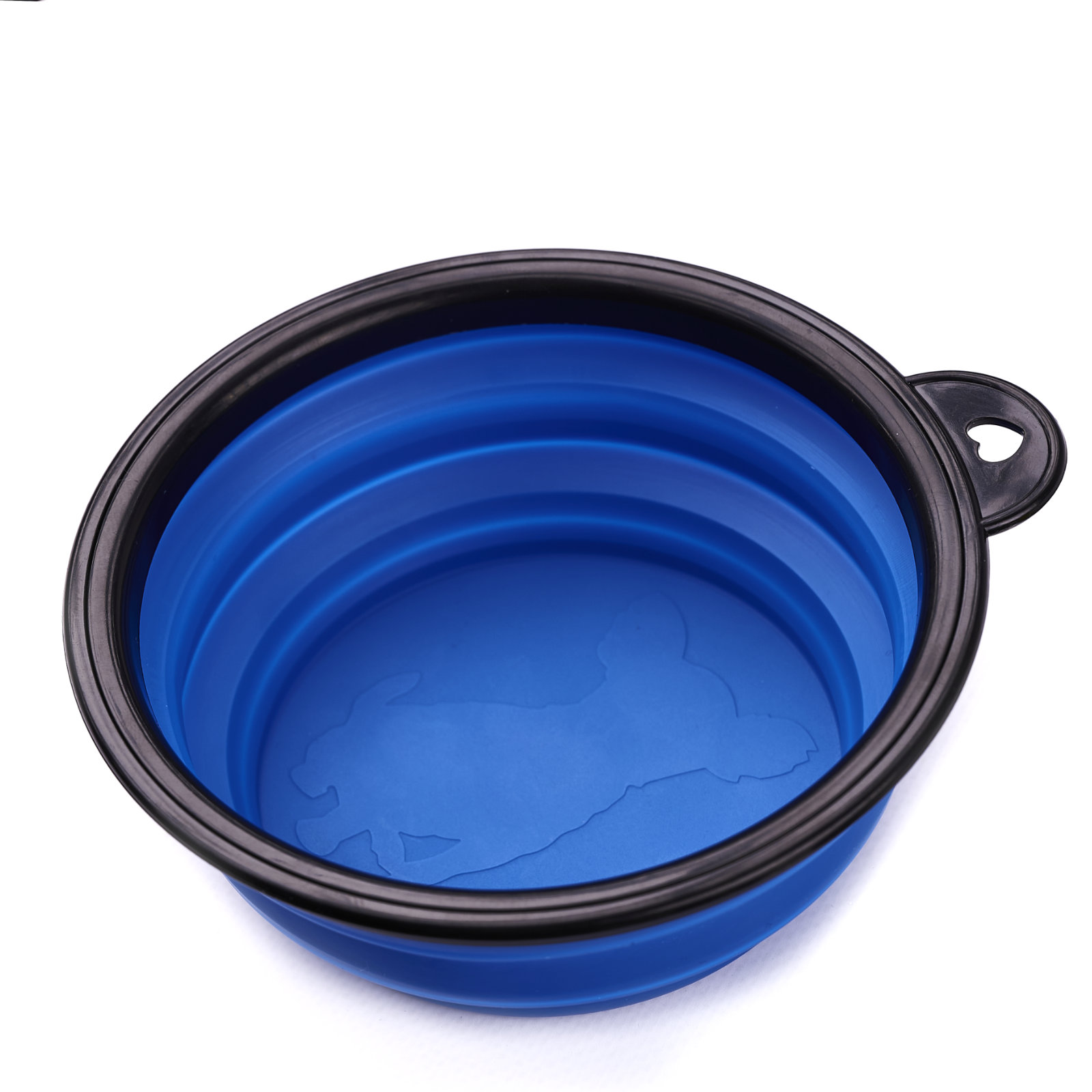 KX9783_4 Silikonowa składana miska podrózna dla psa niebies 1- Bol de voiaj din silicon pentru animale de companie, pliabil, culoare albastra, diametru 12 cm - imagine 1