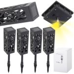 Set 4 lampi solare de gradina cu picior tip "Lampion" cu LED - imagine 4