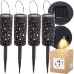 Set 4 lampi solare de gradina cu picior si agatatoare tip "Felinar" cu LED - imagine 5