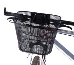 Cos metalic pentru bicicleta cu maner, demontabil, conceput pentru a fi montat in partea din fata, culoare Neagra