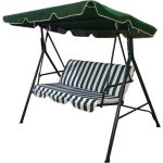 Balansoar pentru gradina, capacitate 3 persoane, dimensiune 170 x 110 x 153 cm, culoare Verde/Crem - imagine 2