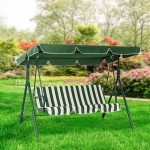 Balansoar pentru gradina, capacitate 3 persoane, dimensiune 170 x 110 x 153 cm, culoare Verde/Crem - imagine 3