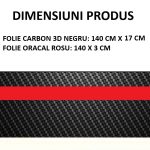 Sticker autoadeziv Tuning, model "Rally Stripe Carbon 3D", dimensiune 140 x 17 cm, culoare Negru/Rosu - imagine 2