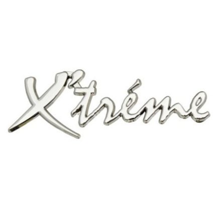 Emblema auto metalica, autoadeziva, model "X’TREME", finisaj Crom, dimensiune, 15 x 3 cm