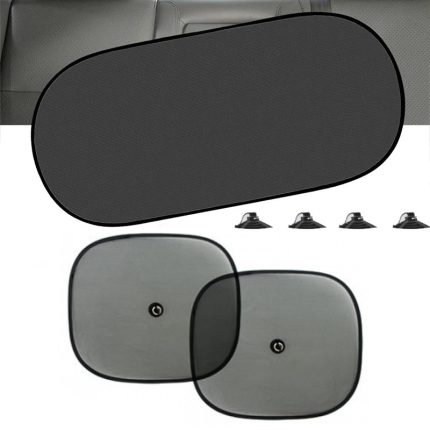Set Protectie Solara Auto format din 3 piese, parasolar luneta + 2 parasolare laterale, prindere cu ventuze