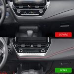 Banda decorativa pentru interiorul vehiculului, lungime 2m, din piele ecologica, culoare Neagra + cusatura Rosie - imagine 4