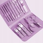 Set Manichiura si Pedichiura 16-in-1 cu plic din piele ecologica, model "MANI-CUT PINK", culoare Roz - imagine 2