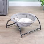 Pat de tip hamac pentru caini si pisici, cadru metalic negru si panza gri, dimensiune 45 x 42 x 23 cm - imagine 2