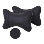 Set 2 buc. perne tetiere auto, pentru sustinere gat din piele ecologica, culoare NEGRU - imagine 2