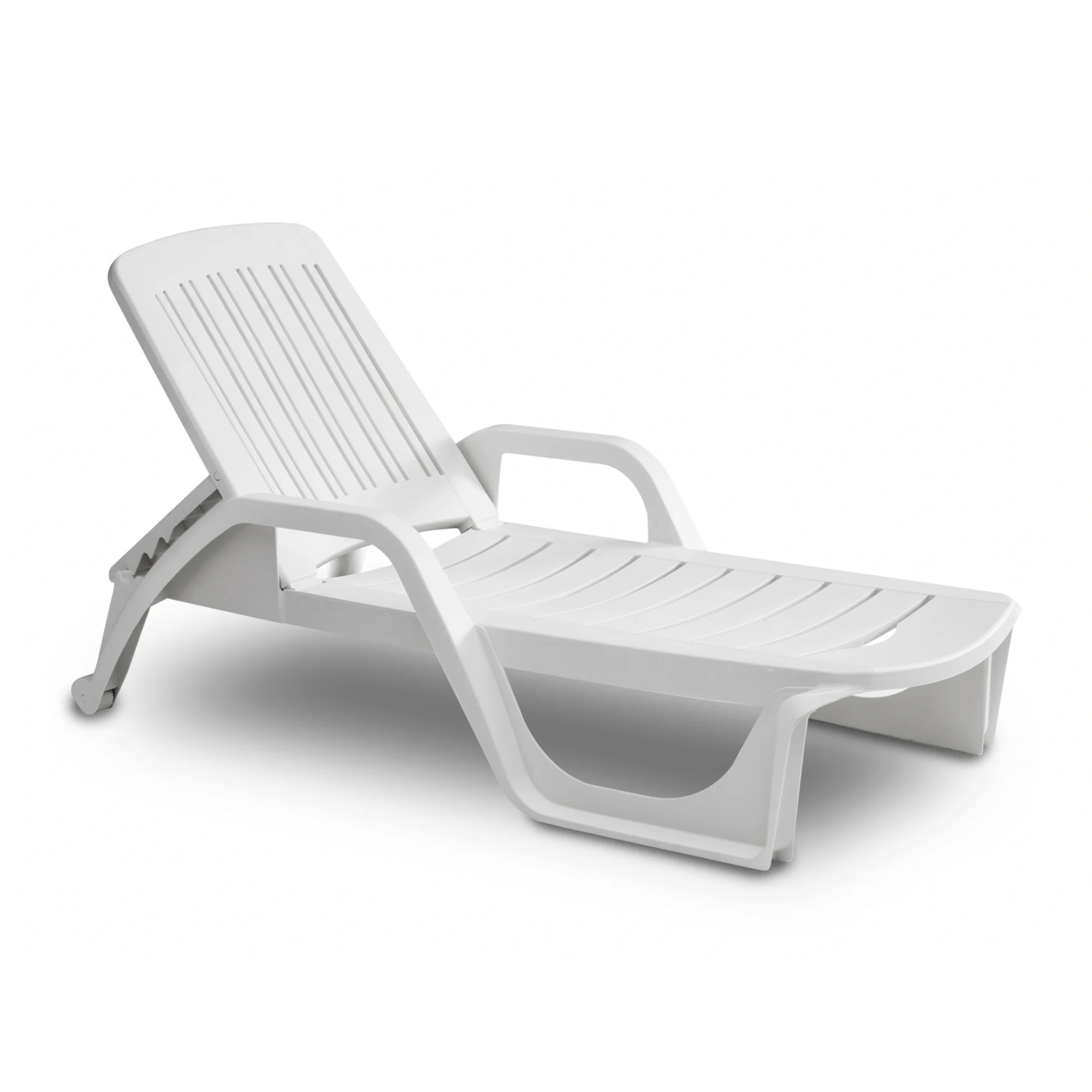 sezlong-2-alb-1.jpg Sezlong de Plaja sau Gradina, reglabil, dimensiune 190 x 46 x 71 cm, material plastic, culoare Alb - imagine 1