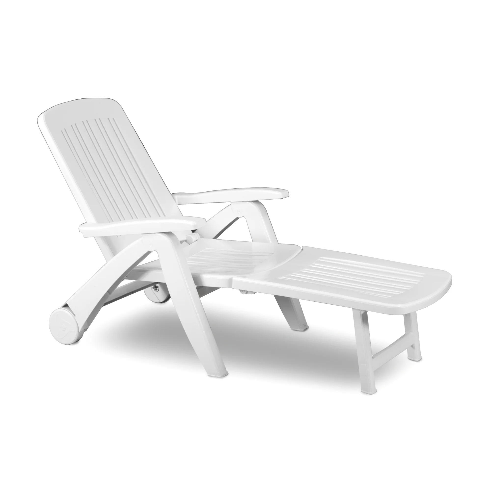 sezlong-alb-2.jpg Sezlong de Plaja sau Gradina, reglabil, dimensiune 190 x 60 x 72 cm, material plastic, culoare Alb - imagine 1