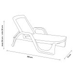 Sezlong de Plaja sau Gradina, reglabil, dimensiune 190 x 46 x 71 cm, material plastic, culoare Alb - imagine 2