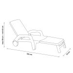 Sezlong de Plaja sau Gradina, reglabil, dimensiune 190 x 60 x 72 cm, material plastic, culoare Negru - imagine 4