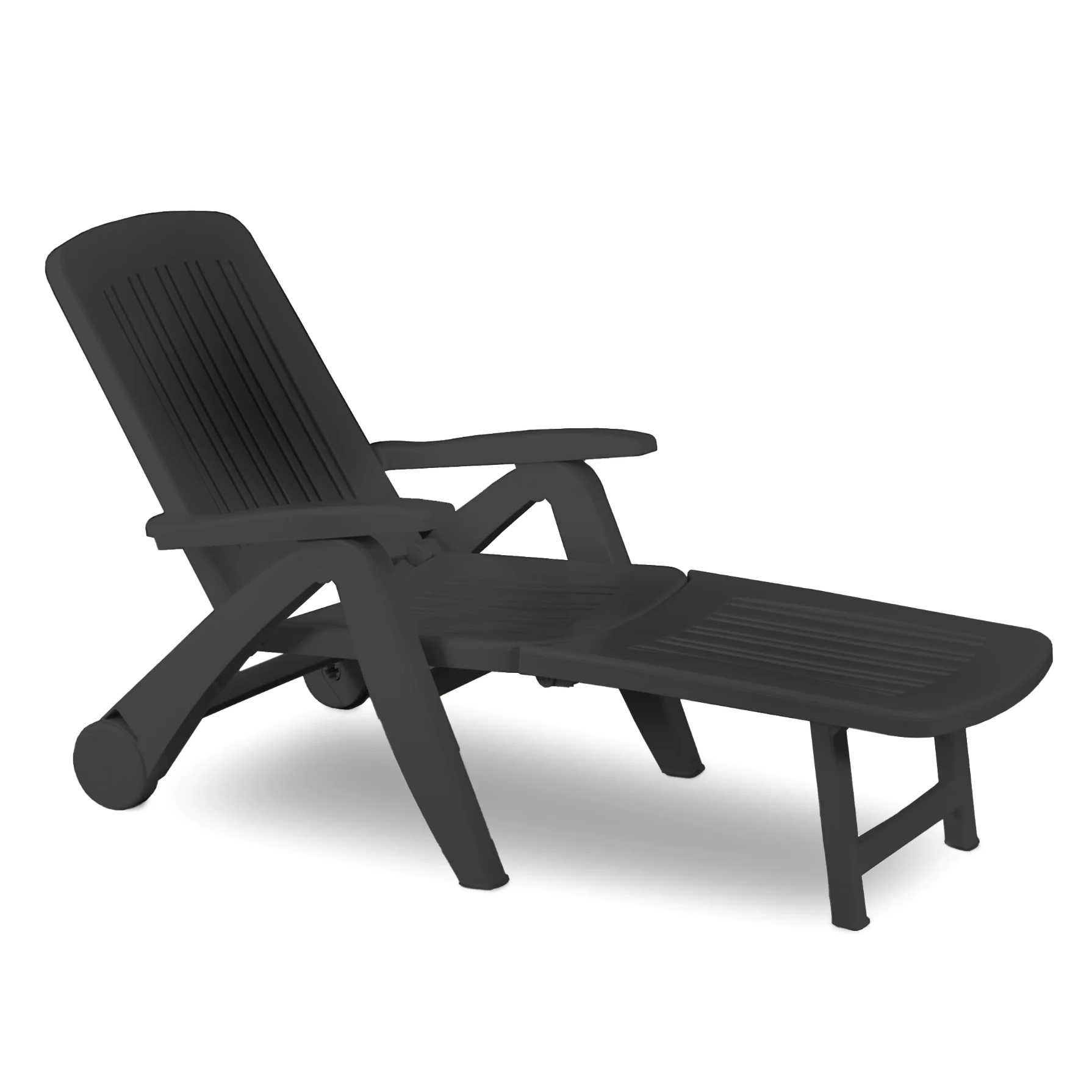 sezlong-negru-1.jpg Sezlong de Plaja sau Gradina, reglabil, dimensiune 190 x 60 x 72 cm, material plastic, culoare Negru - imagine 1