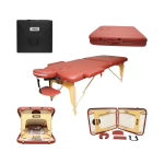 Masa de masaj pliabila, 2 zone, cadru lemn, spuma 5cm, inaltime 55-76cm, piele ecologica, dimensiuni 60x213cm, culoare Burgundy - imagine 2