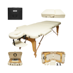 Masa de masaj pliabila, 3 zone, cadru lemn, spuma 5cm, inaltime 55-76cm, piele ecologica, dimensiuni 60x213cm, culoare Crem - imagine 2